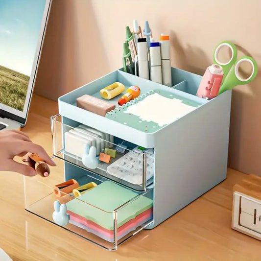 Rabbit Handle Clear Desk Organizer- Perfect For Pen ,makeup And
